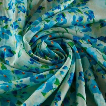 Шелк-штапель 069-17803 мятный принтованный