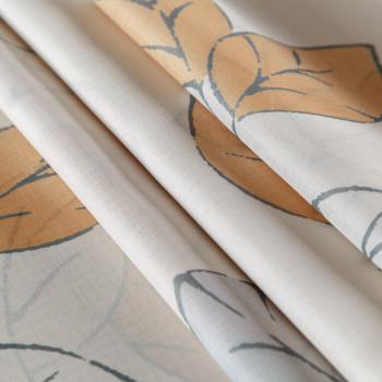 Тюль лен Т477-01-36 молочный принтованный