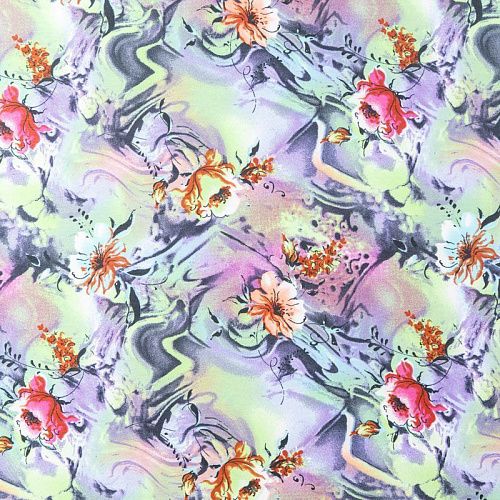 Креп 026-08297 салатовый принтованный