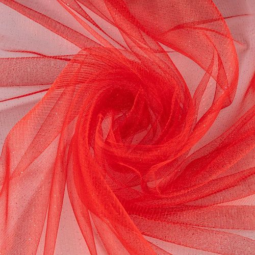 Фатин с напылением К33-947 красный однотонный