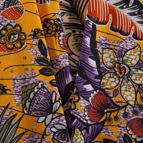 Вискоза 009-16223 шафрановый принтованный