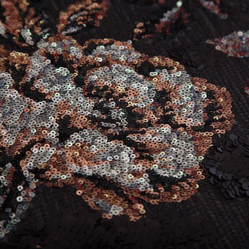 Пайетки на сетке 055-17139 черный/бронза