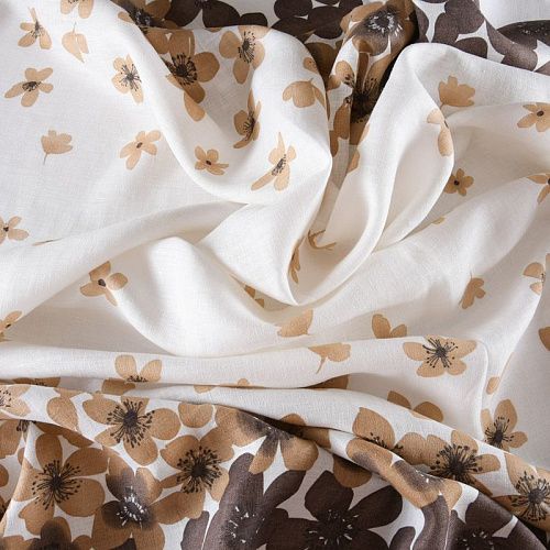 Лен натуральный 035-11765 белый принтованный