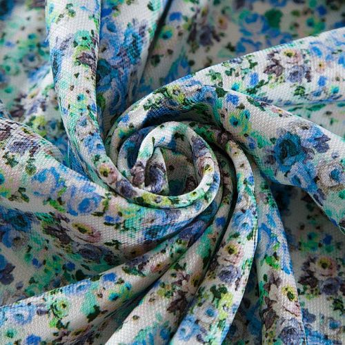 Креп 026-12349 белый принтованный