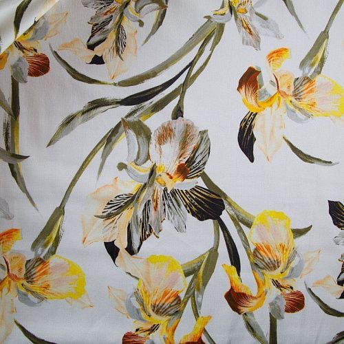 Коттон стрейч 063-12271 белый принтованный