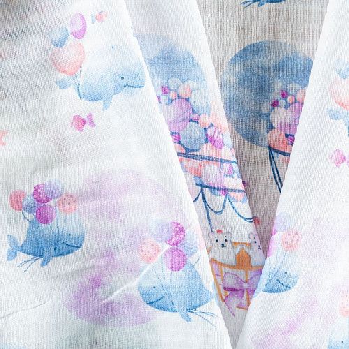 Муслин 063-03495 белый принтованный