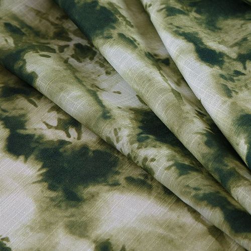 Лен искусственный 035-17440 молочно-зеленый принтованный