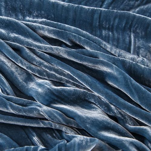 Бархат шелковый 002-17740 серо-голубой однотонный