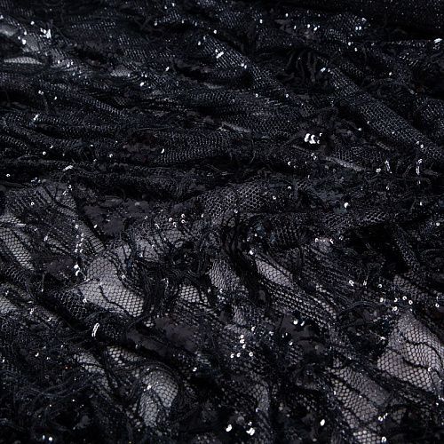 Сетка с вышивкой и пайетками 055-20761 черный