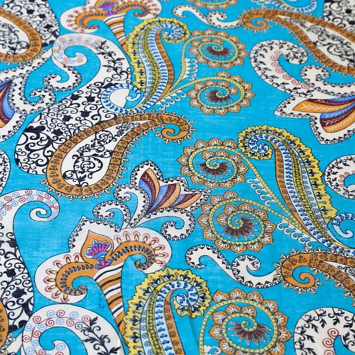 Хлопок-вуаль К33-143 бирюзовый принтованный