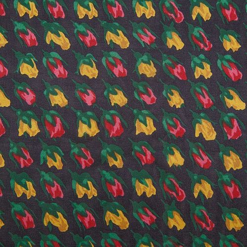 Шифон шелковый 068-17094 черный принтованный