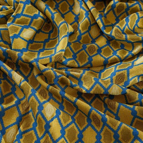 Лен-вискоза 035-17519 горчичный принтованный