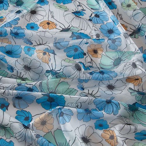 Шифон 068-17385 белый принтованный