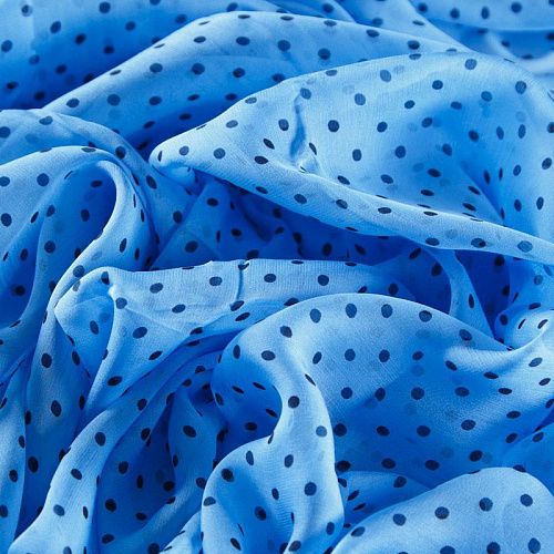 Шифон шелковый 068-12212 голубой принтованный