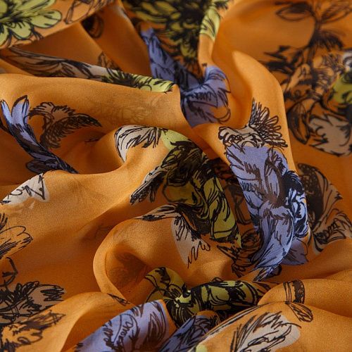 Шифон вискозный 068-16093 тыквенный принтованный