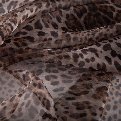 Органза шелковая 039-20006 бежевый принтованный