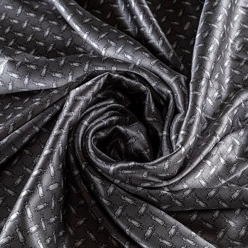 Шелк натуральный К36-245 серо-стальной принтованный