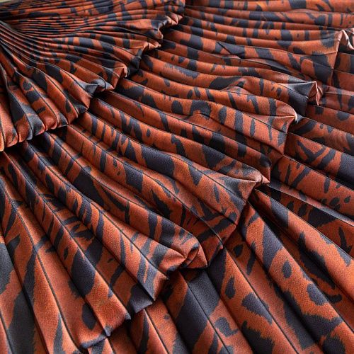 Гофре из крепа купон 65/175х110 см 043-02490 темно-терракотовый принтованный