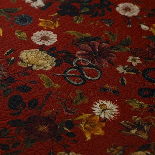 Жаккард 066-14881 красно-терракотовый принтованный