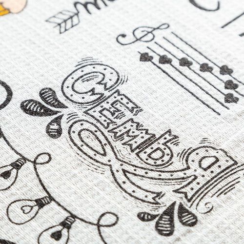 Полотно вафельное 007-03527 белый принтованный