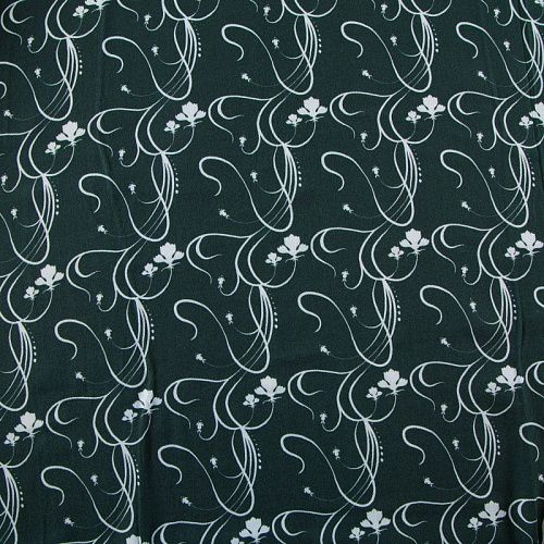 Креп 026-12326 бутылочный зеленый принтованный