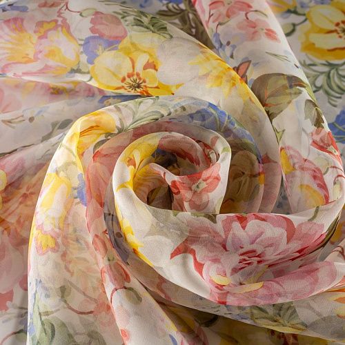 Органза К36-064 молочный принтованный