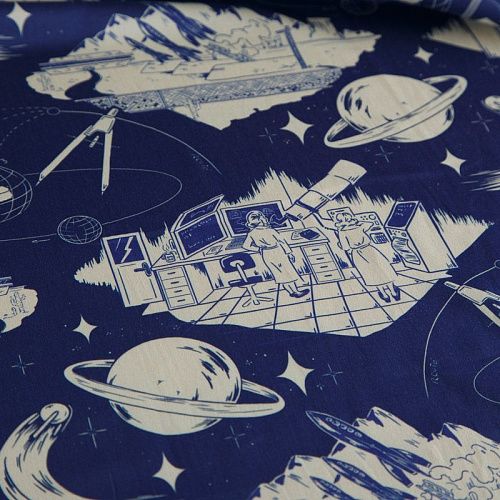 Хлопок 063-16358 сапфировый принтованный