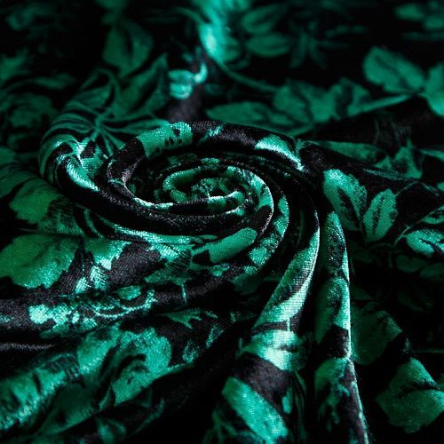 Бархат шелковый 002-19100 черный принтованный