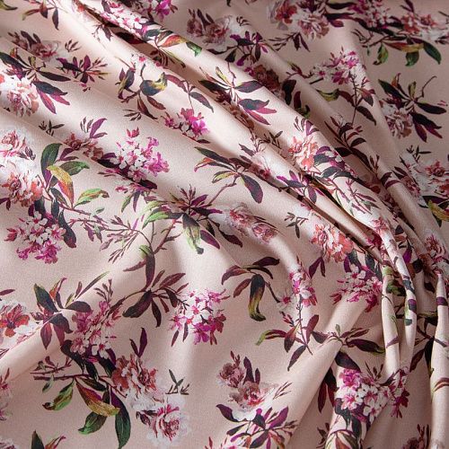 Шерсть-шелк плательная 066-20285 розовый пломбир принтованный