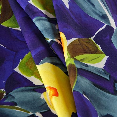 Лайкра 005-12427 фиолетово-синий принтованный