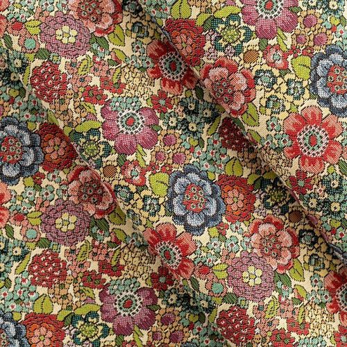 Гобелен гостиный Т472-02-07 бежевый цветы