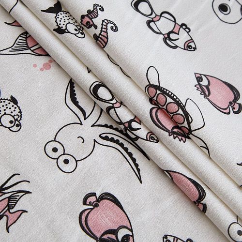 Футер 2-х нитка 062-14532 молочный принтованный