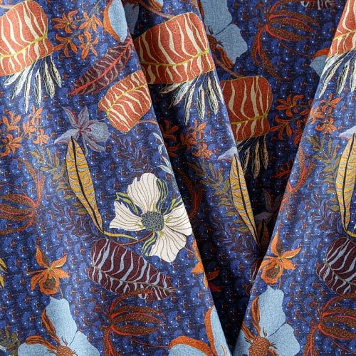 Вискоза 009-08626 темно-синий принтованный