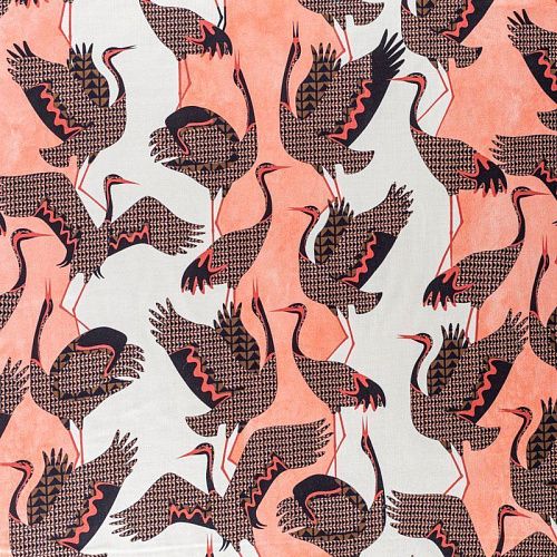 Штапель 069-1024 молочно-коралловый принтованный