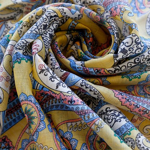 Хлопок-вуаль К33-142 желтый принтованный