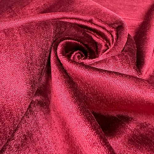 Ткань портьерная бархат Т199-02-57 красно-вишневый однотонный
