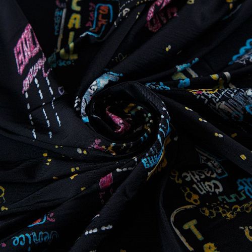 Трикотаж 056-12476 черный принтованный