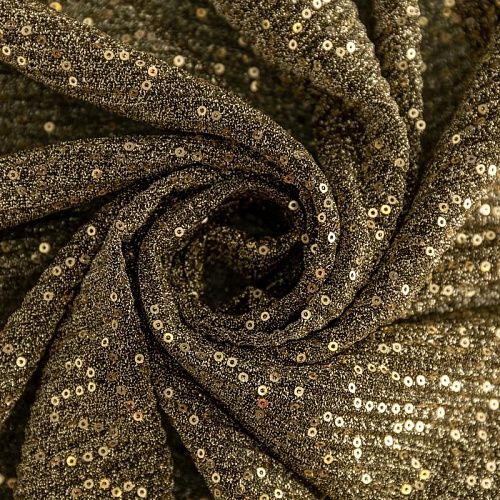 Трикотаж гофре 1120-341-056-0021 золотисто-черный с пайетками