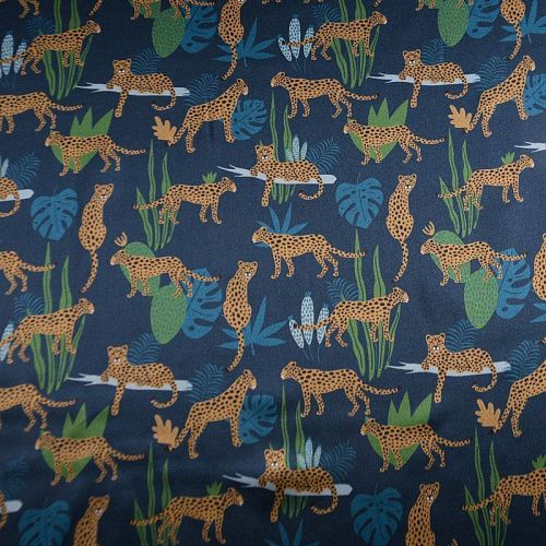 Шелк натуральный 064-12193 темно-синий принтованный