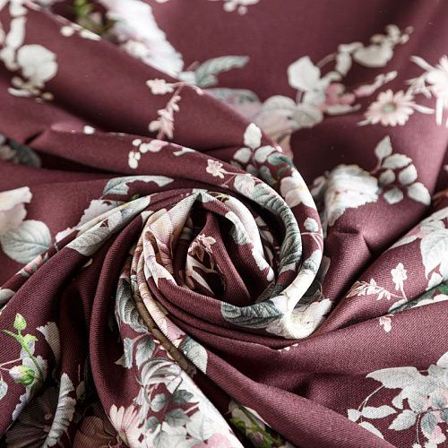 Твил-штапель 069-06476 марсала принтованный