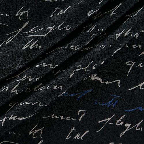 Крепдешин натуральный 028-11954 черный принтованный