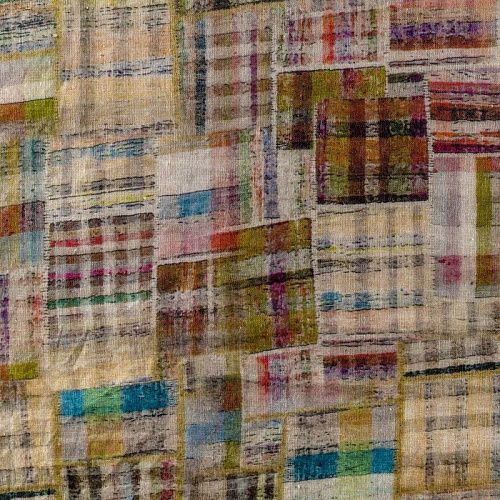 Лен натуральный К33-237 хаки принтованный