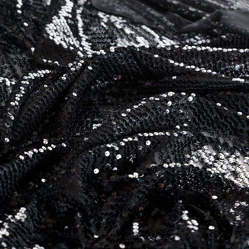 Пайетки на сетке 055-05790 черный однотонный