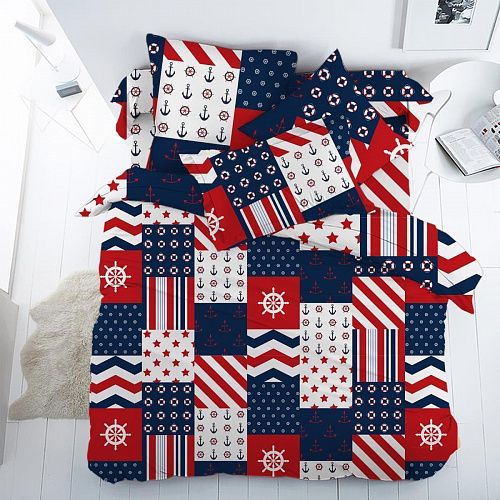 Бязь 007-13825 синий принтованный