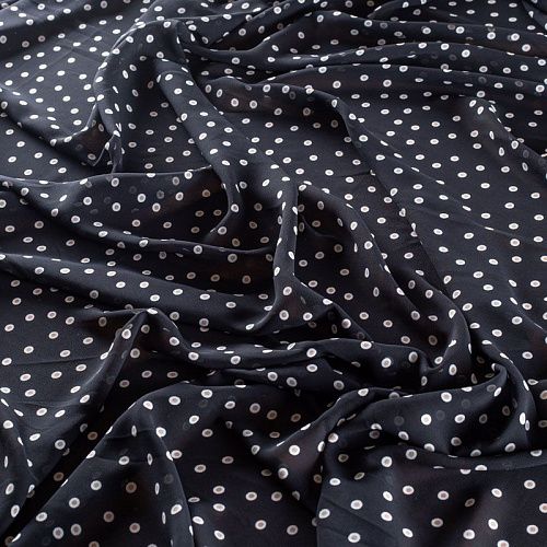 Креп-шифон 027-01442 черный принтованный