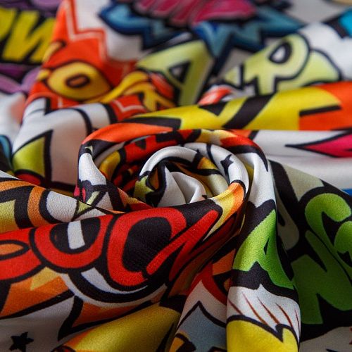 Шелк синтетический 065-13929 белый принтованный