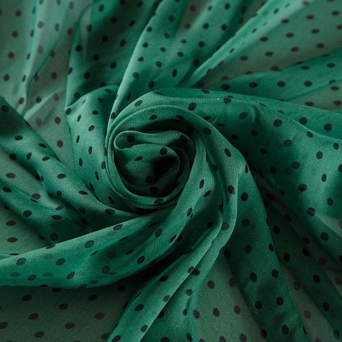 Шифон шелковый 068-12257 зеленый принтованный