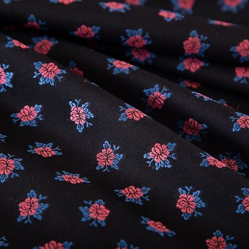 Шерсть костюмная с вышивкой 025-19633 черный