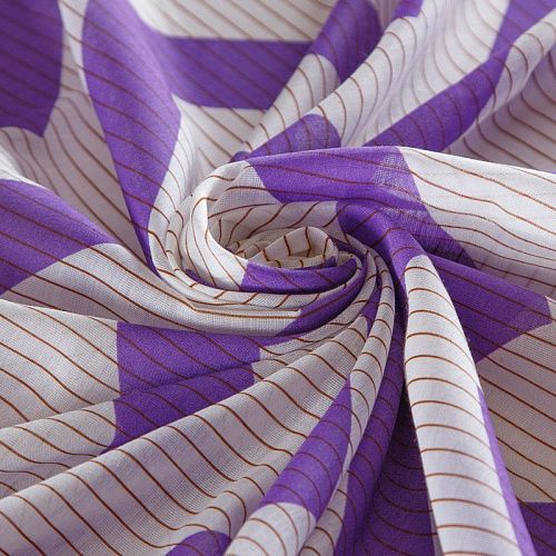 Шелк-батист 003-16476 бело-фиолетовый принтованный