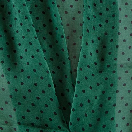 Шифон шелковый 068-12257 зеленый принтованный